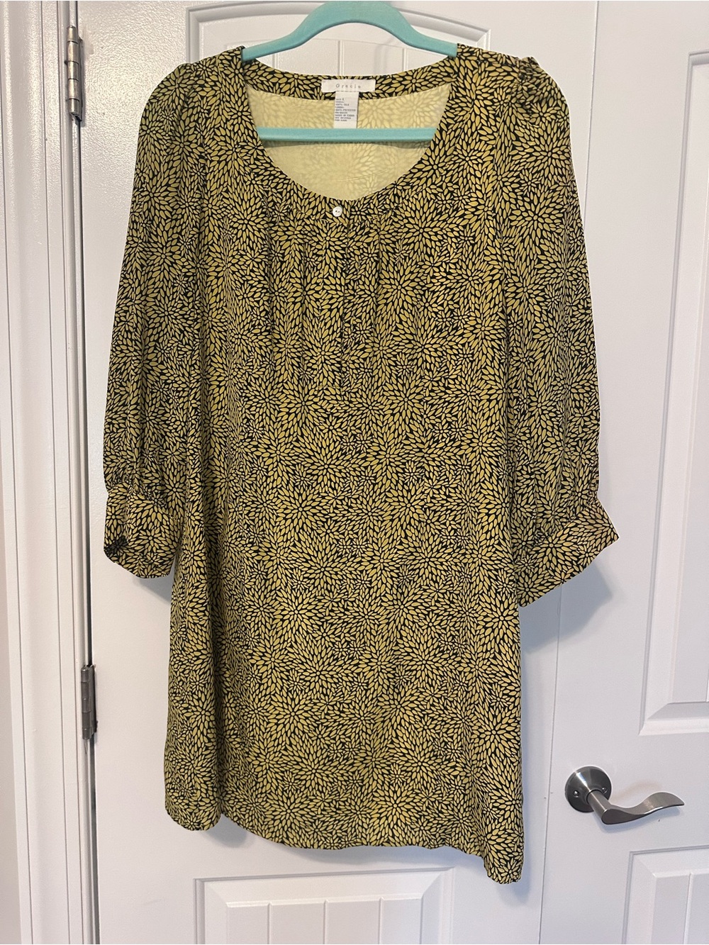 Women's Yellow Floral Scoop Neck Tunic Top